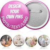 Custom Pins, Custom Button, 1-100 pcs Personalized Metal Badges with Photo/Text/Logo, Button Pins for Backpacks Weddings Birthday Parties Christmas Hats Bags, Personalized Gifts for Corporate Events