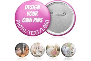 Custom Pins, Custom Button, 1-100 pcs Personalized Metal Badges with Photo/Text/Logo, Button Pins for Backpacks Weddings Birt