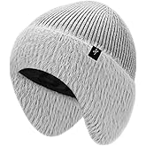 HAMUNI Winter Fleece-Lined Beanie with Earflaps, Warm Windproof Unisex Beanie Hat for Skiing, Hiking & Outdoor Winter Sports