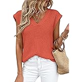 PRETTYGARDEN Women's 2026 Lightweight Sweaters Vest Spring Trendy Cap Sleeve V Neck Knit Tank Tops Summer Going Out Outfits