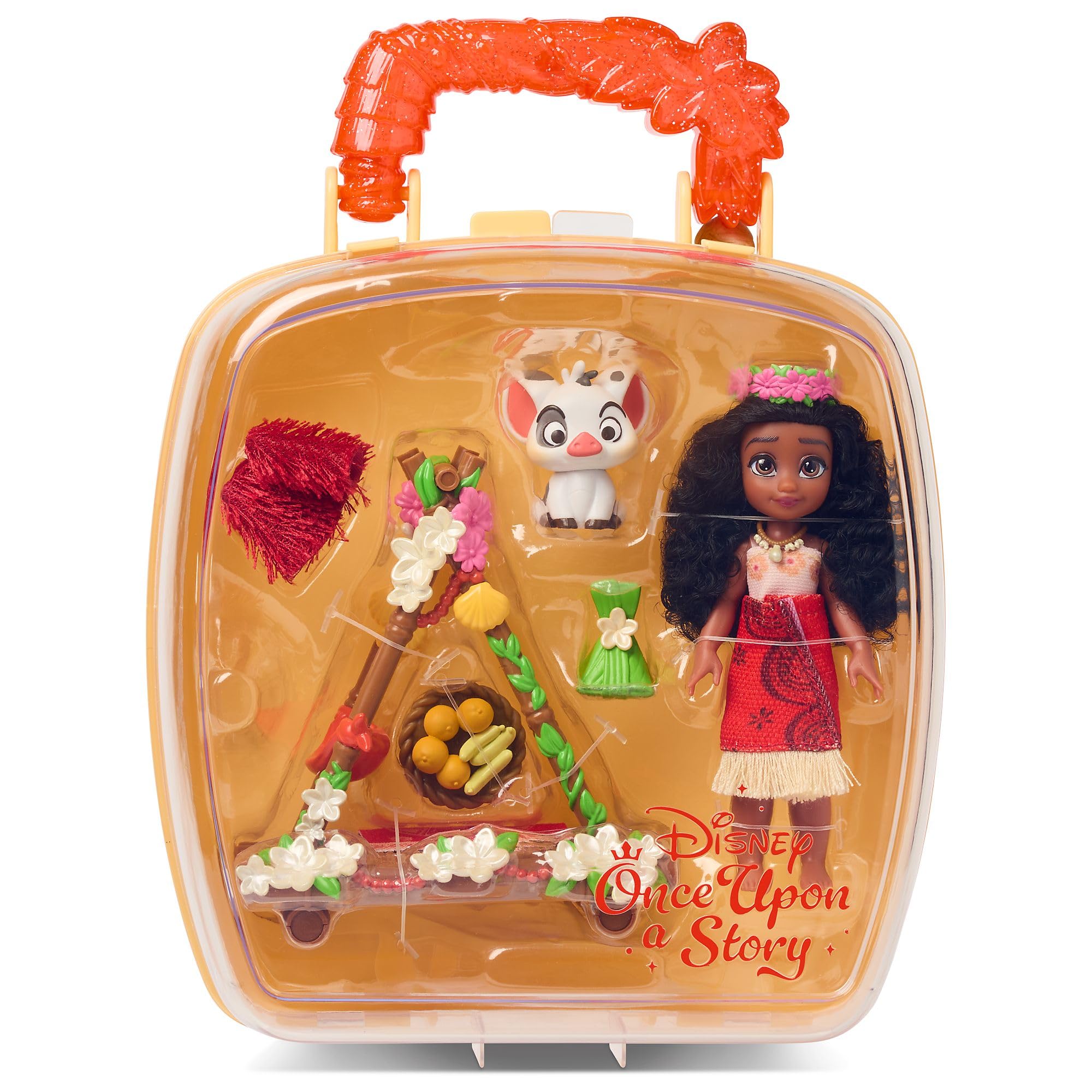 Disney Store Official Disney's Once Upon a Story Moana Mini Doll Playset, 8 Pc., Toy Figure Set with Accessories, Including Heart of Te Fiti Necklace, Small Pig Pua, Raft - Suitable for Ages 3+ — image 1