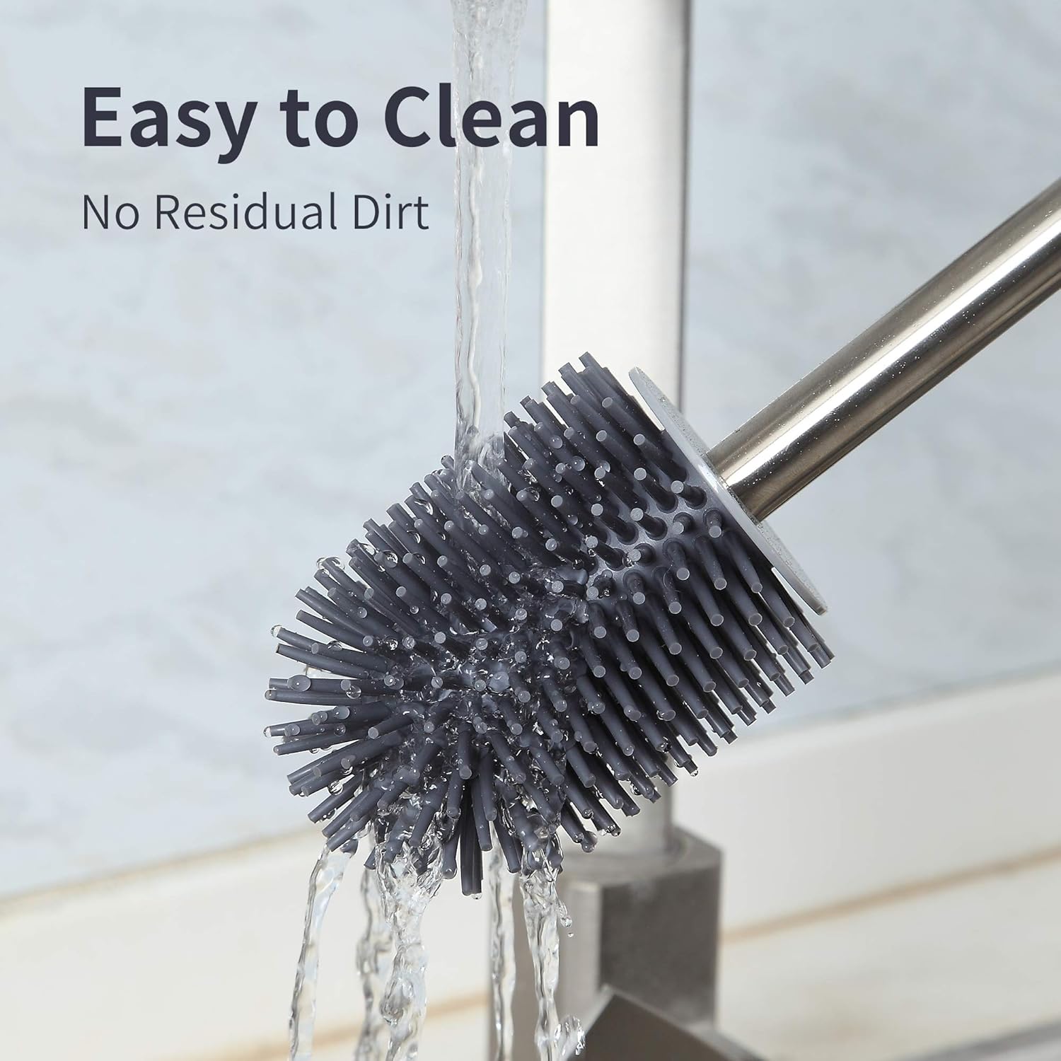 BOOMJOY Toilet Brush and Holder Set, Silicone Bristles Bathroom Cleaning Bowl Brush Kit with Tweezers - Pink: Kitchen & Dining