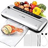 75KPa 6-in-1 Automatic Vacuum Sealer Machine | Digital Food Saver with Pulse Function | Dry & Moist Food Modes | Includes 12 Vacuum Bags, External Sliding Blade & External VAC for Jars/Containers