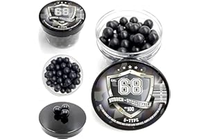 RUBBER-STEEL BALLS in 68 Caliber 100 pcs S-Type Hard Rubber Steel Balls Paintballs Reballs Resuable Projectiles Powerballs fo