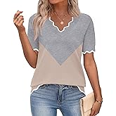 Zeagoo Women's Short Sleeve Sweater 2026 Spring Summer V Neck Lightweight Tops Dressy Blouses Business Casual Outfits
