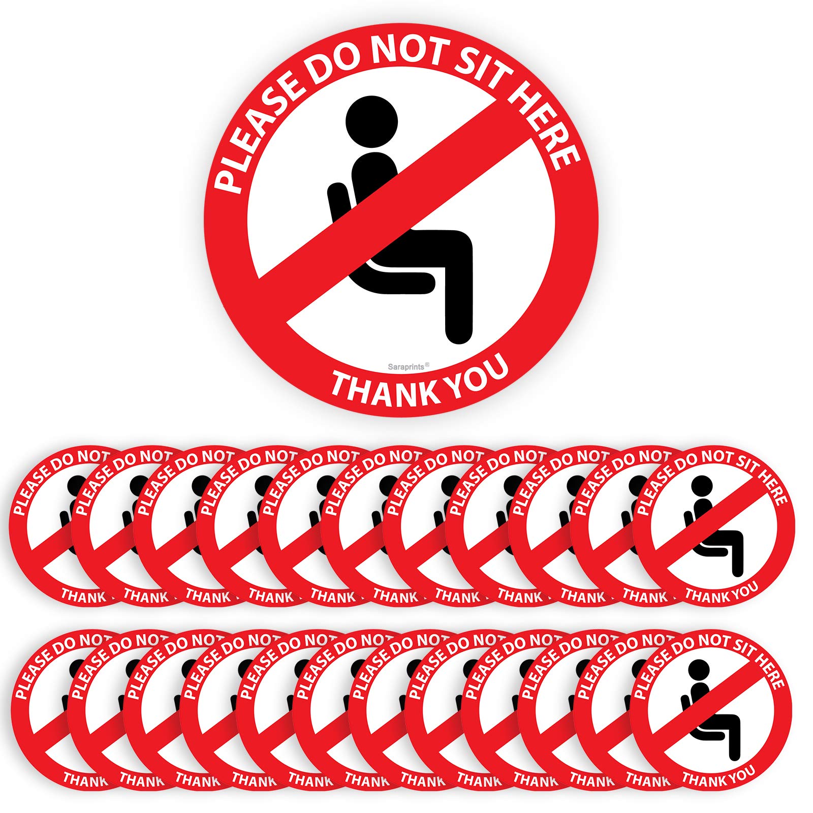 Pack of 24 Do Not Sit Here Sign (65 mm) Waterproof Do Not Sit Here Stickers
