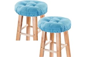LYLNBYWK Bar Stool Covers Set of 2, Stool Covers Round with Elastic Band Pad, Soft Stool Seat Covers, Nonslip and Washable, 12 Inch, Light Blue