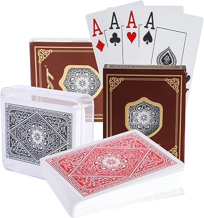 pengxiaomei Two Decks Poker Cards PVC Waterproof Plastic Coated Black Red