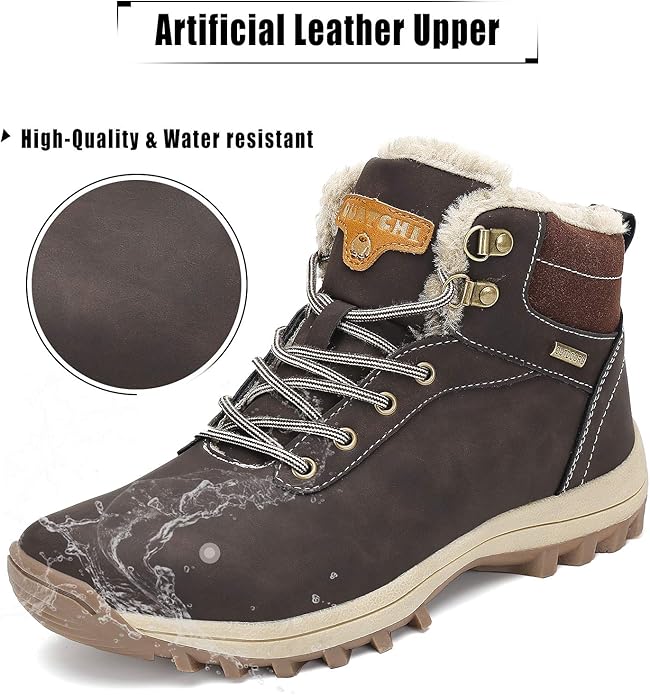 Mishansha Men Women Winter Snow Boots Warm Ankle Anti-Slip Water Resistant Hiking Trekking Walking