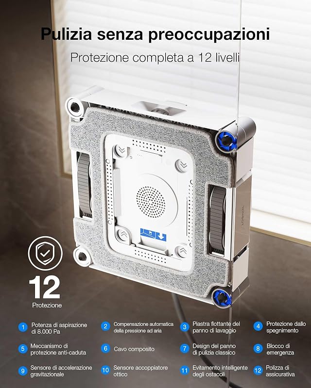 WINBOT W3 OMNI Robot Lavavetri con Stazione Multifunzione, Lavaggio Automatico del Panno, Pulizia Intelligente fino al Bordo, Nebulizzazione a Triplo Ugello, Controllo tramite App