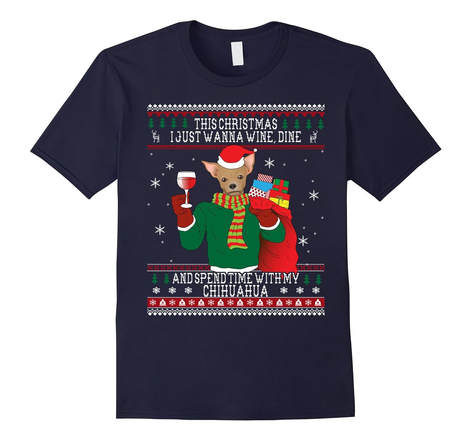 Chihuahua Dog Ugly Christmas T-shirt - Sweater Style