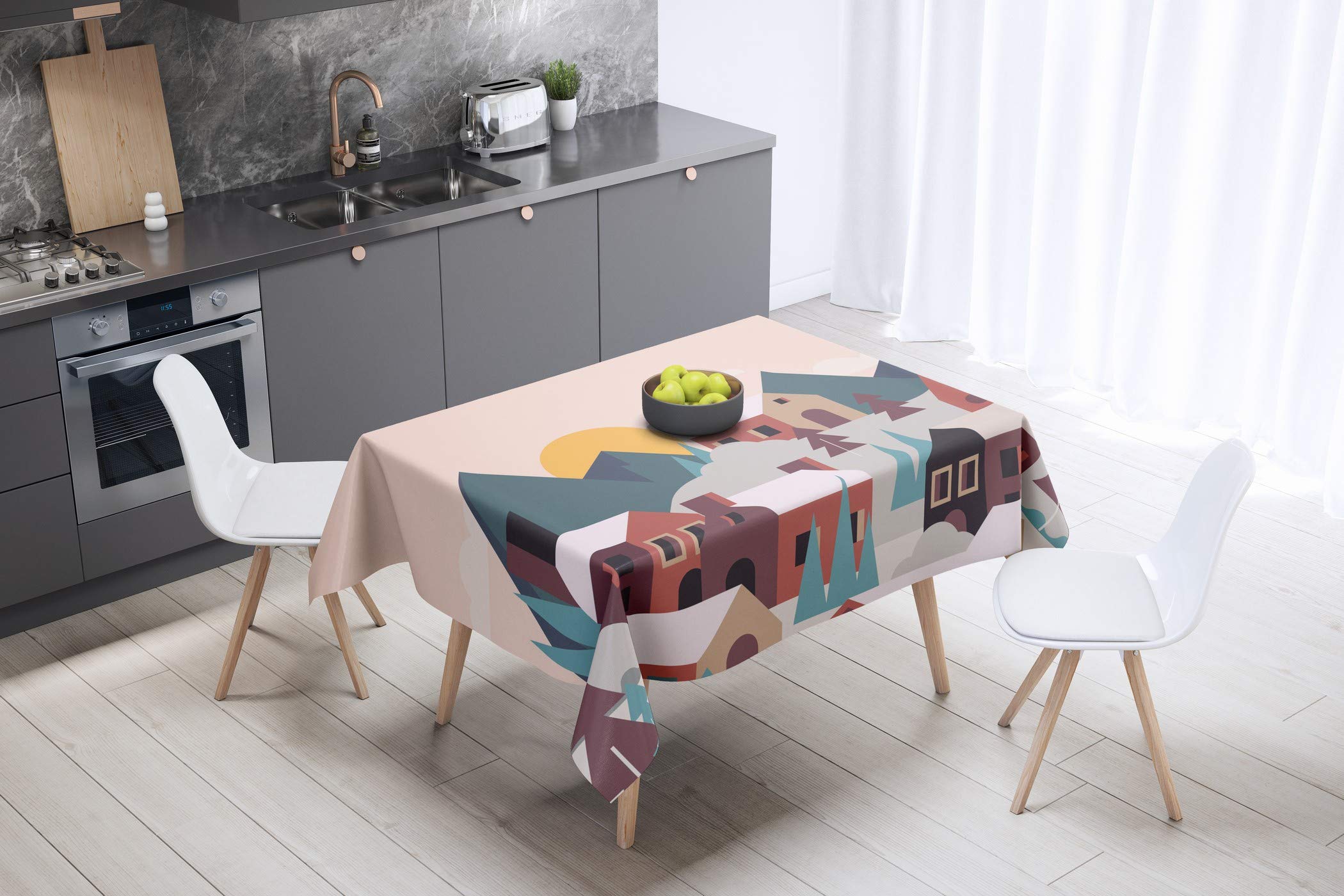 Bonamaison Kitchen Decoration, Tablecloth, 140cm x 140cm - Designed and Manufactured in Turkey