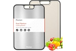 Titanium Cutting Board for Kitchen – Food Grade Pure Titanium, Non-Porous & Easy to Clean, 2-in-1 Chopping Board for Meat, Ve