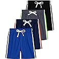 YERIOK 4 Pack Boys Shorts Toddler Boys Athletic Basketball Shorts Clothes Kids Mesh Active Quick Dry Gym Sports with Stripe