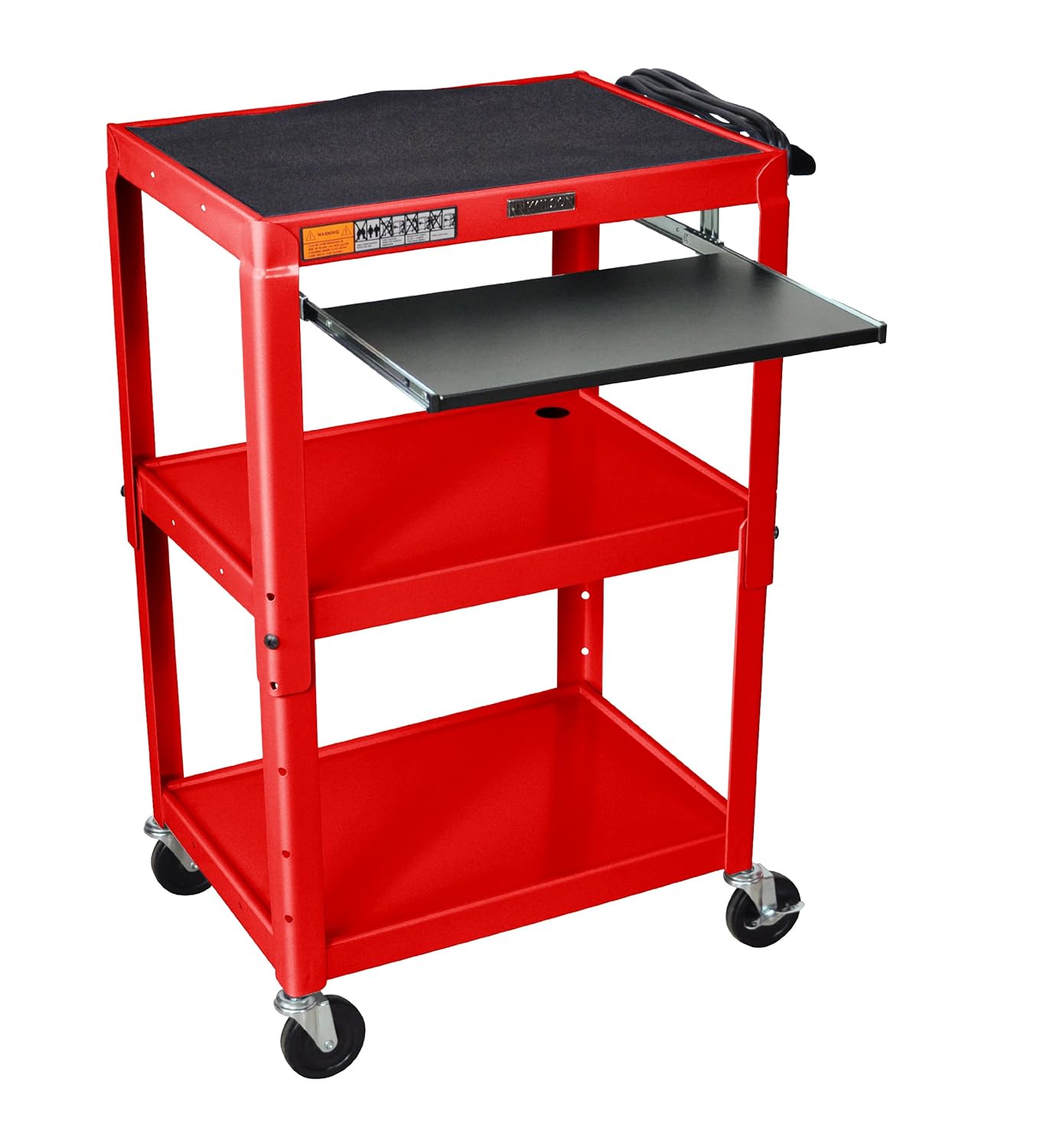Luxor Rolling Multipurpose Height Adjustable Steel AV Utility Cart With Pullout Keyboard Tray Shelf Black: Industrial & Scientific
