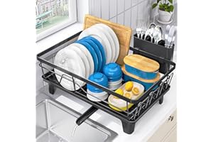 Urackify Dish Drying Rack - Large Dish Rack with Drainboard for Kitchen Counter, Stainless Steel Dish Drainer Fits Most Kitch