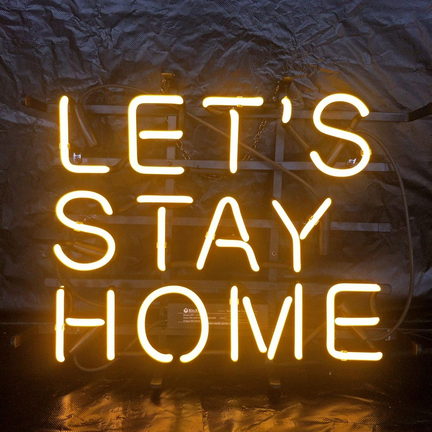 Let's Stay Home Acrylic Board Neon Sign 42cm32cm Real Glass Neon Sign Light for Beer Bar Pub Garage Room.