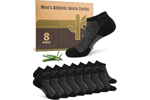 Ankle Socks for Men, Bamboo Socks Running Athletic Cushioned Moisture Wicking Low Cut Reinforced, 8 Pairs