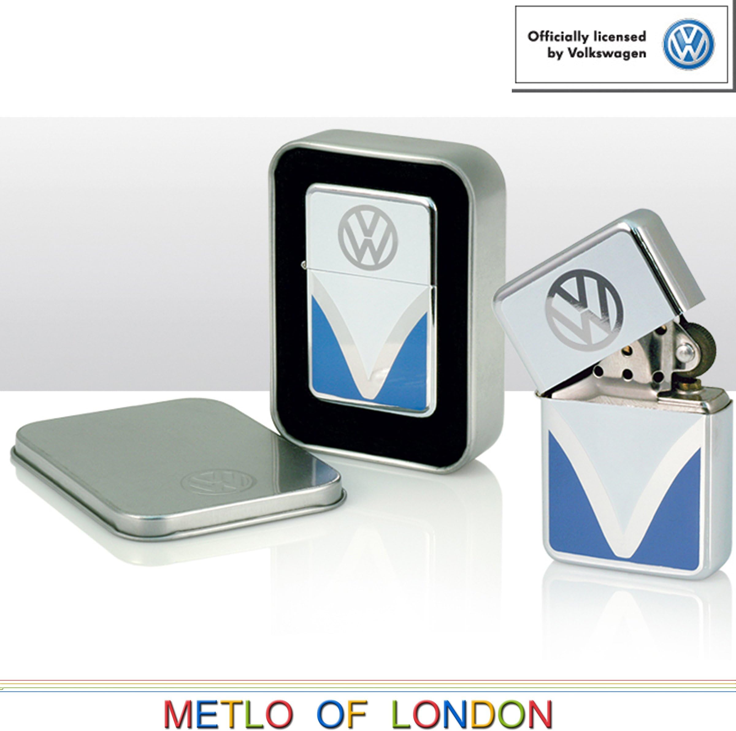 Blue Volkswagon Campervan Windproof Lighter in keepsake tin