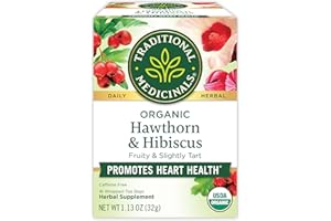 Traditional Medicinals Tea, Organic Hawthorn & Hibiscus, Promotes Heart Health, 16 Tea Bags