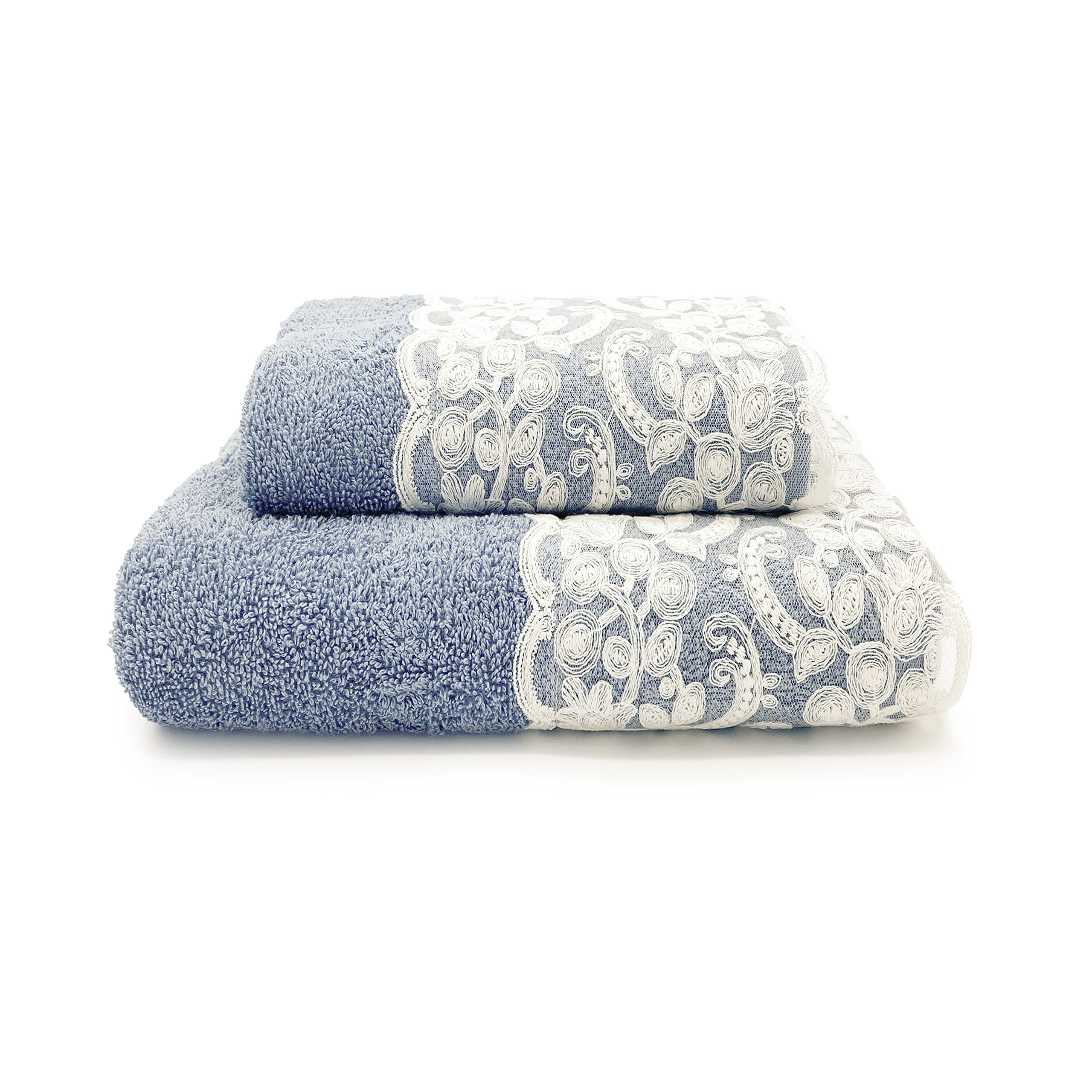 CREOLE Elsa 2 Bath Towels, Cotton, Avio