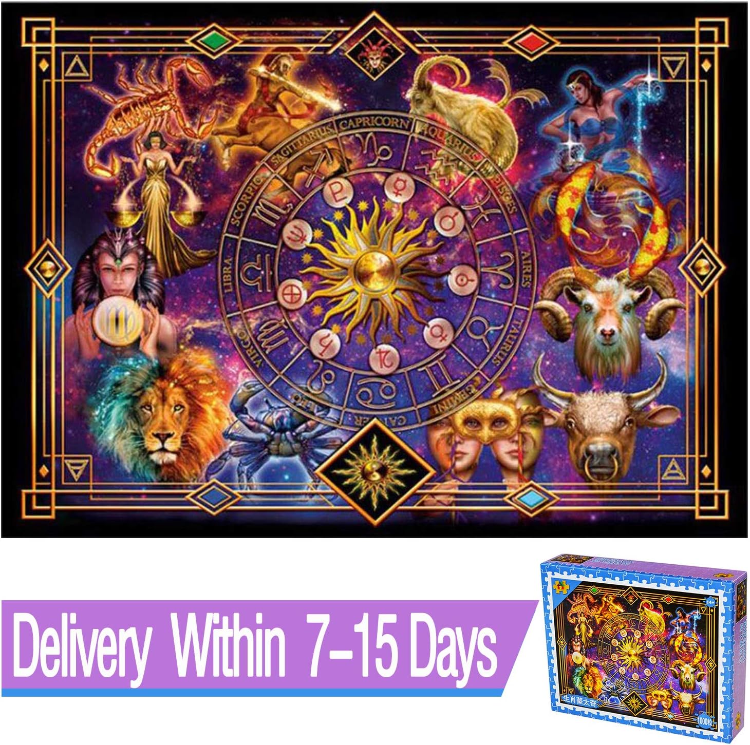 Puzzles for Adults, Zodiac Montage Jigsaw Puzzles 1000 Pieces, Puzzles for Kids