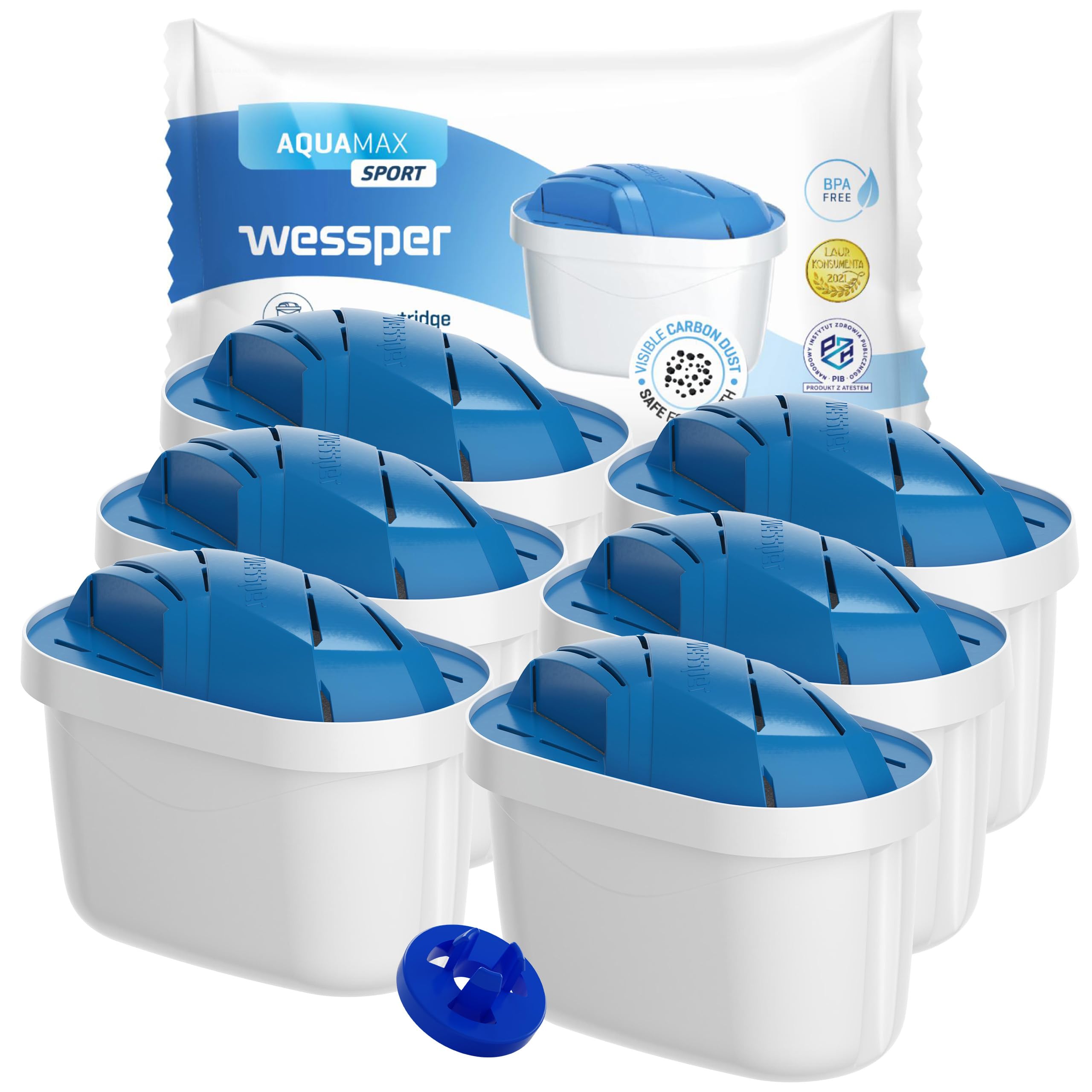 Wessper AQUAMax Sport Water cartridges, BPA-Free pre Activated Carbon Ion Exchanger Fine mesh Post-Filter