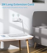 PIBEEX 2 Gang Extension Lead 3M UK Plug with Individual Switches view 5