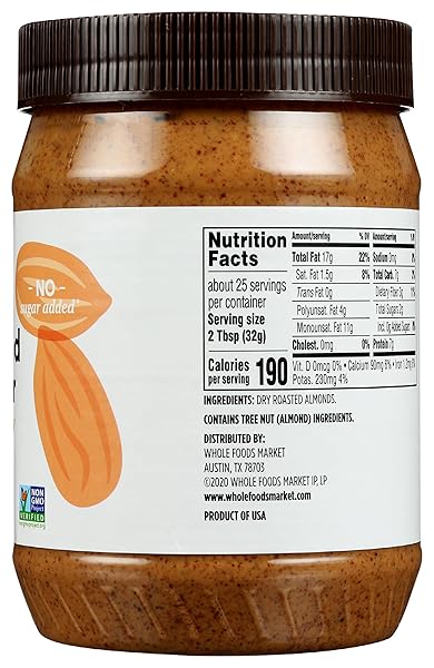365 BY WHOLE FOODS MARKET, CREAMY ALMOND BUTTER, 28 OZ