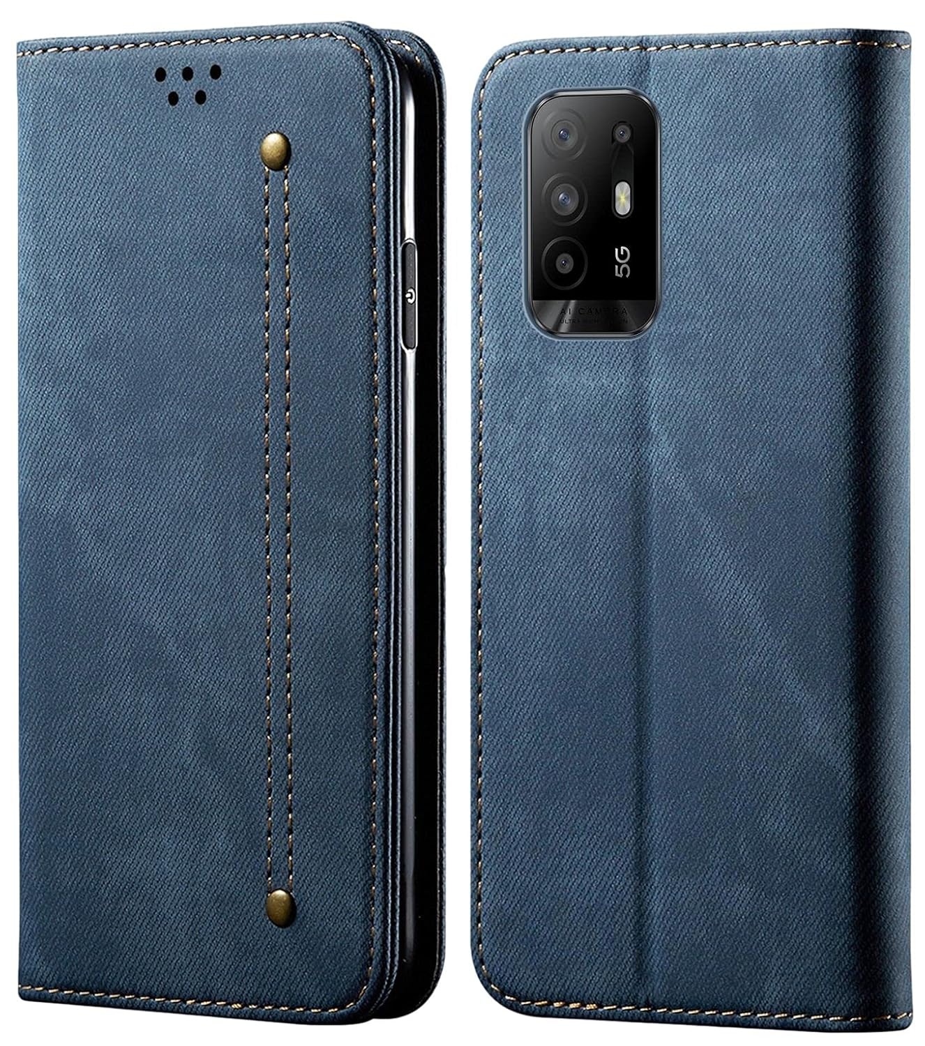 Sandstone® Denim Flip Cover for Oppo F19 Pro Plus/Pro+ Case Premium