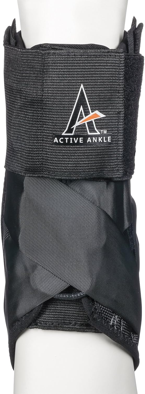 Active Ankle AS1 Pro Lace Up Ankle Brace, Ankle Stabilizer for Protection & Sprain Support for Volleyball, Rugby, Basketball, Braces with Laces to Wear Over Compression Socks or Sleeves, Various Sizes: Sports & Outdoors