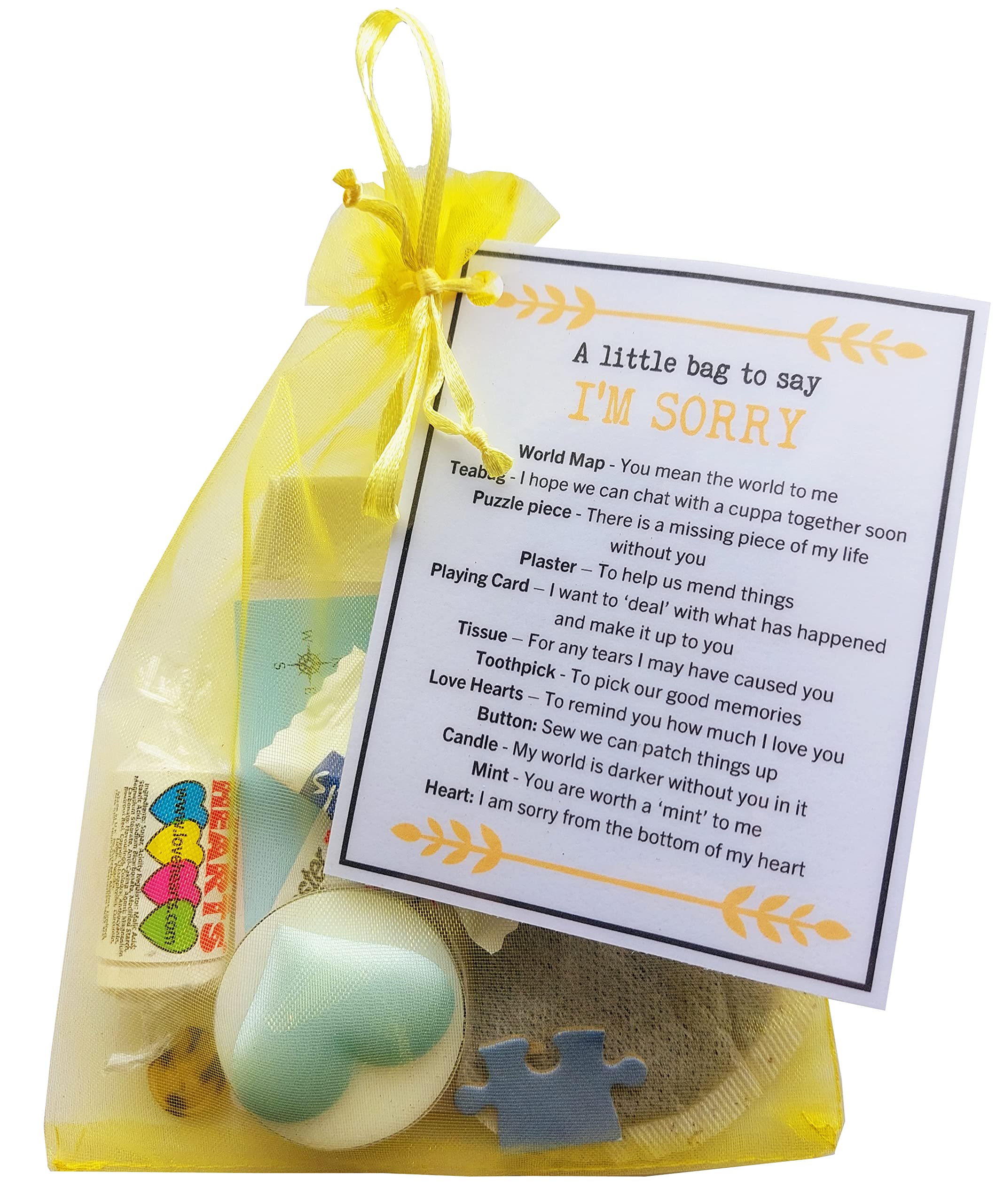 SMILE GIFTS UK A Little Bag to say I'M SORRY. Apology Gift. I'm Sorry Gift. Yellow Gift Bag to apologise. Forgive me gift