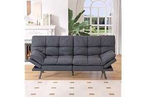 Hcore Futon Sofa Bed, Sleeper Sofa Memory Foam Futon Loveseat Convertible Couch Bed for Small Compact Living Spaces,Apartment,Grey