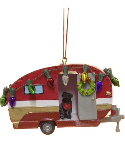 Cape Shore Weihnachtsbaum-Anhänger – Keramik-Wohnmobil In Tropfenform Mit Lichter-Deko (silber)