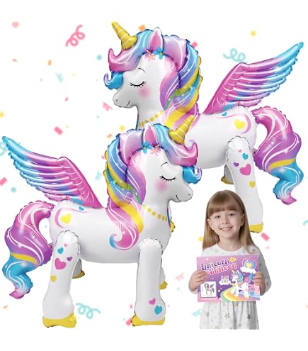 Anagram Enchanted Unicorn Foil Balloon Bouquet - 5-Piece Birthday Party Decor Set
