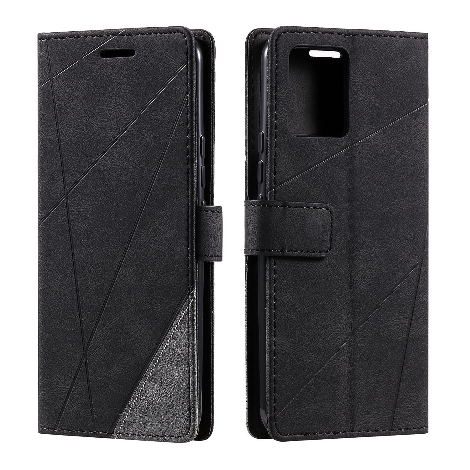 SONWO Case for Oppo Realme 8 5G / Realme V13 5G Case, Premium Leather Flip Wallet Case Magnetic Closure Card Slots Kickstand Phone Case for Oppo Realme 8 5G / Realme V13 5G, Black