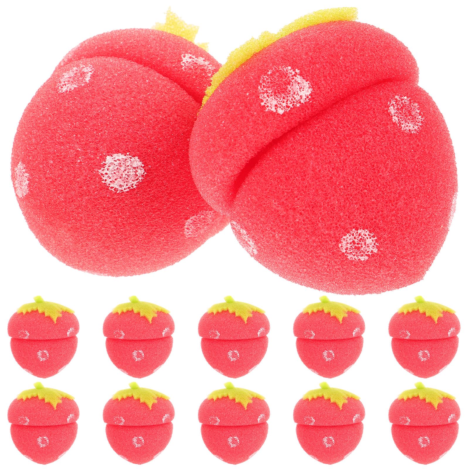 Healifty Sponge Strawberry Shaped Hair Curlers - 12pcs (Red)