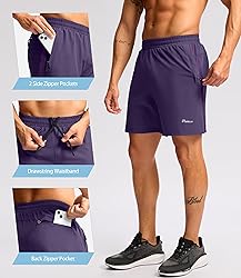 Pudolla Men's Running Athletic Shorts with 3 Zipper