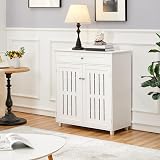 Yaheetech Wooden Shoe Cabinet with 1 Drawer 2 Doors 4-Tier White view 4