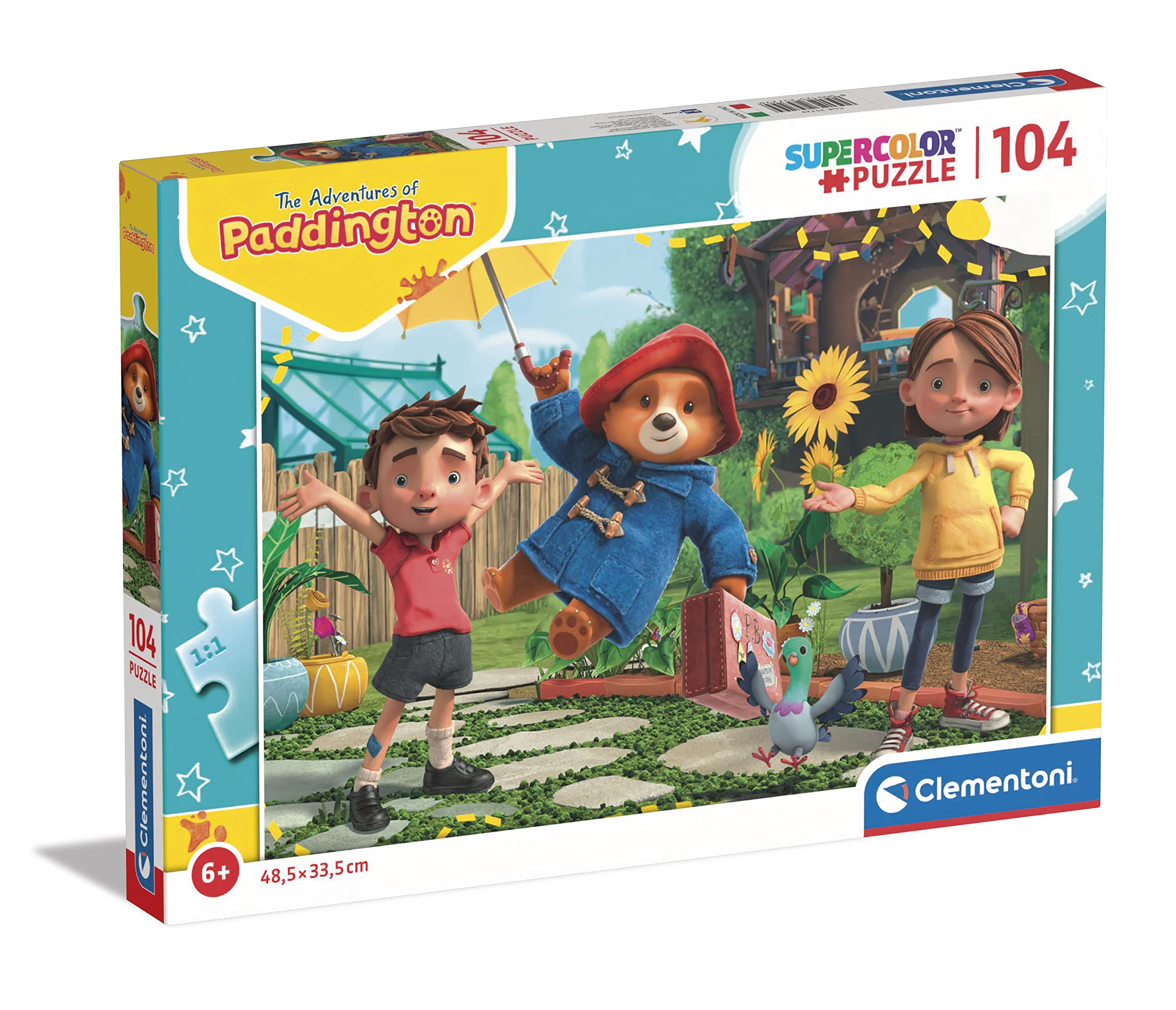 Clementoni - Paddington Puzzle 104pcs Supercolor Puzzle-Paddington-104 Pieces-Made in Italy, Children 6 Years, Cartoons, Multicoloured, Medium, 25729