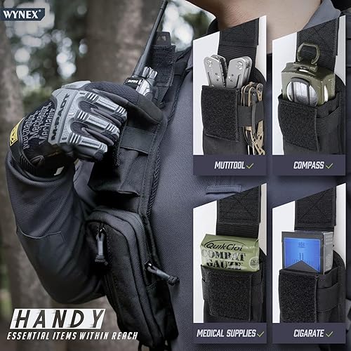 WYNEX Tactical MOLLE Phone Pouch With Compass Buckle - Universal Holster For IPhone & Samsung, With Patch & Keyring