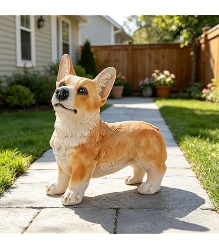 Amazon.com: HomDSim Garden Corgi Statue Dog Figurines Indoor