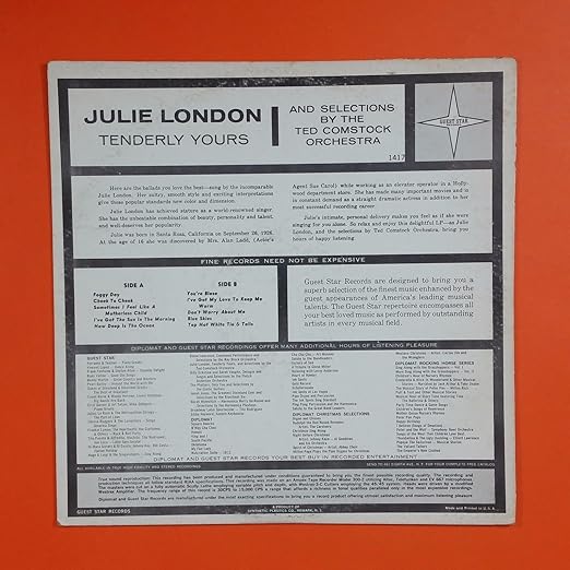 Julie London Tenderly Yours Gs 1417 Lp Vinyl Vg Cover Vg Amazon Com Music