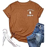 Halloween Shirts for Women Spooky Season Boo T Shirt Cute Ghost Graphic Tees Halloween Pumpkin Short Sleeve Fall Tops