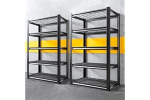 REIBII 36" W x 16" D x 72" H Garage Shelving 2500LBS Capacity Adjustable 5-Tier Heavy Duty Metal Shelving Rack Shelf for Garage,Shed, Pantry, Basement,2 Pack