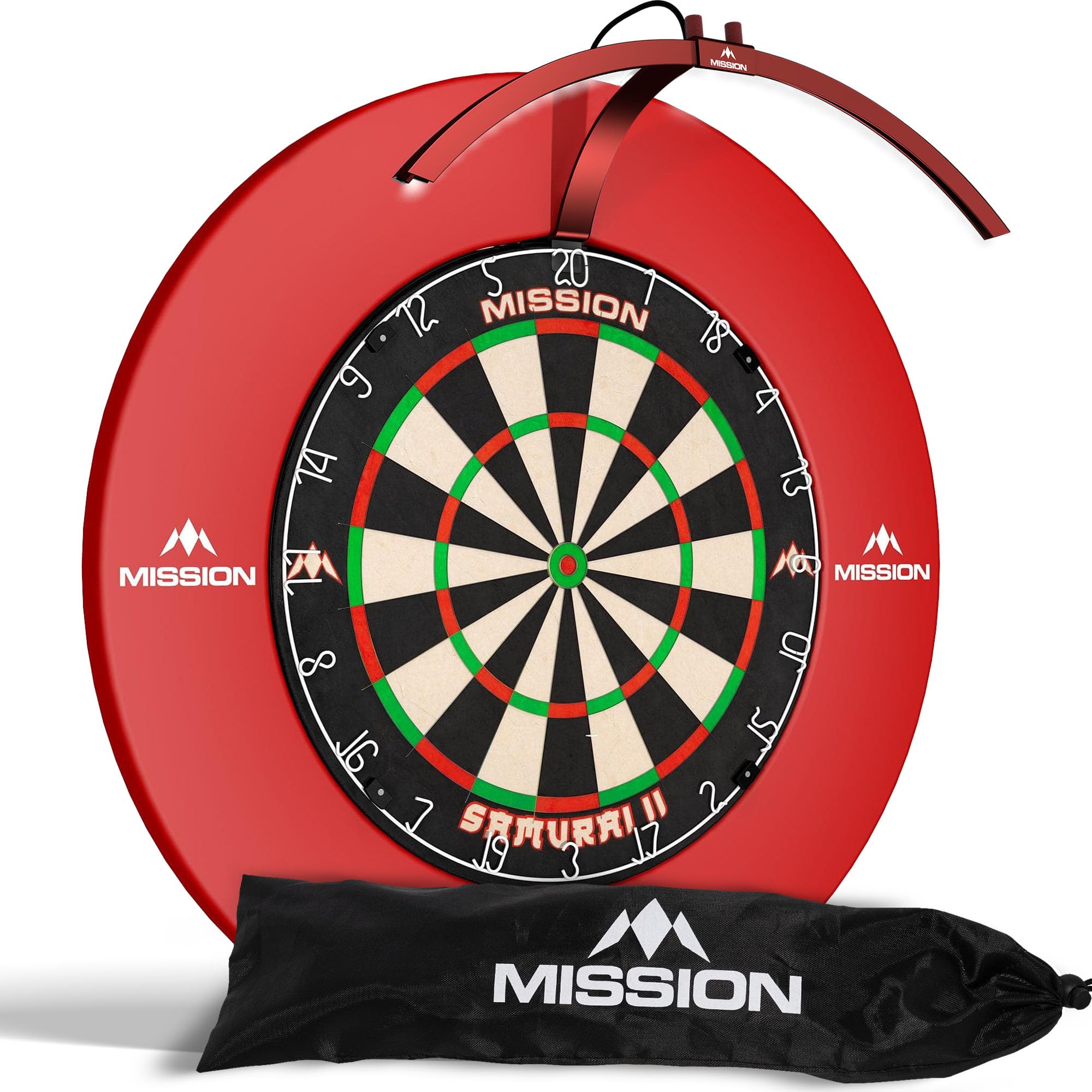 Mission | TOR100 Torus 100 LED Dartboard Light | Folding Portable Lighting System for Mobile Travel Play | Metallic Red.