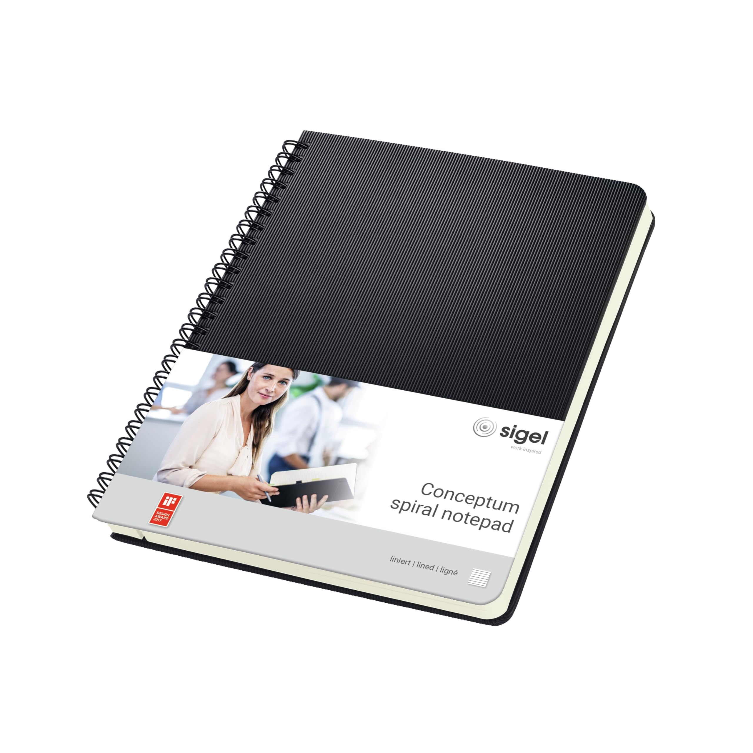 SIGEL CO823 Spiral Notepad, approx. A5, lined, hardcover, Black - Conceptum