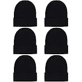 Cooraby 6 Pack Kids Winter Beanies Acrylic Knit Stretchy Beanies Caps for Boys and Girls