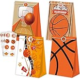 BQC 24 Pcs Basketball Gift Bags Basketball Snack Bags For Boys Girl Kids Basketball Party Bags Basketball Goodie Bags For Basketball Theme Birthday Party Supplies