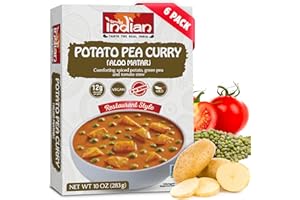 Truly Indian Potato Pea Curry (Aloo Matar) 10 Ounce 6-Pack | Authentic Traditional Indian food | Made Fresh in India With Locally Grown Ingredients | Ready to Eat, Vegan, Microwaveable Meal